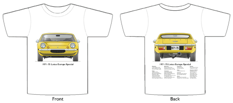 Lotus Europa Special 1971-75 T-shirt Front & Back